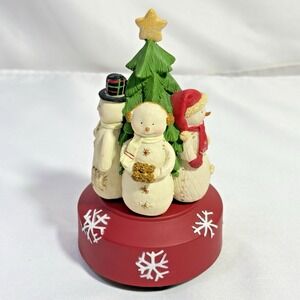 Vintage Hallmark Christmas Tree Snowman Revolving Music Box "Oh‎ Christmas Tree"
